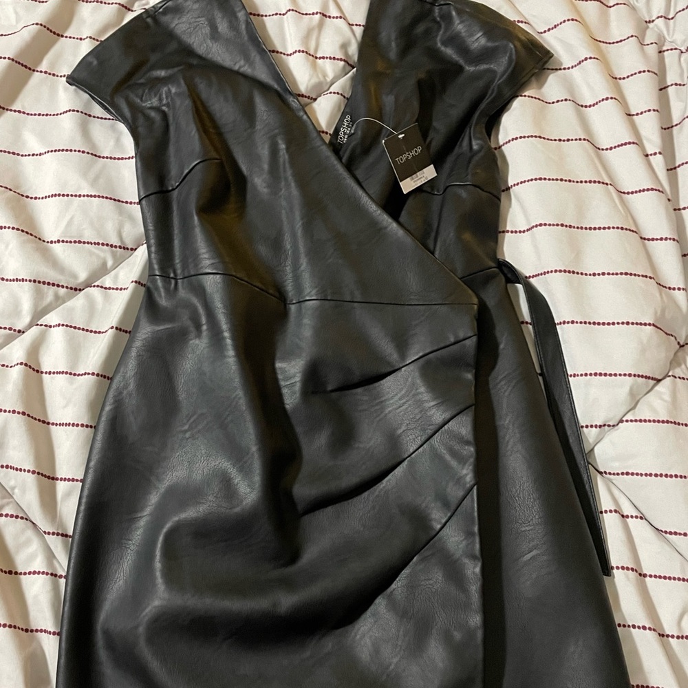 Topshop faux leather dress